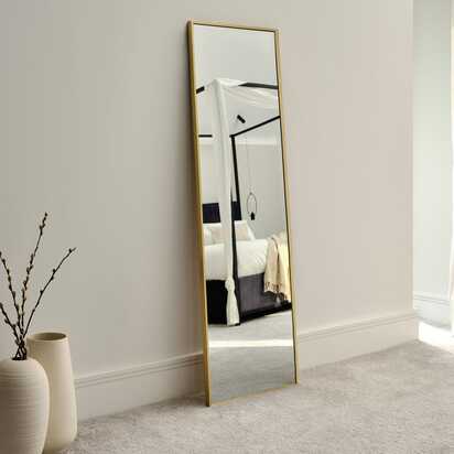 Hensall 140X40cm Metal Rectangular Mirror - Gold