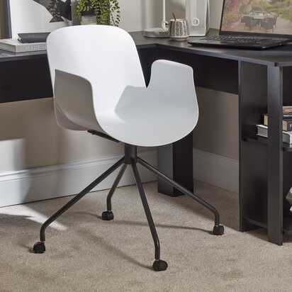 Logan Office Swivel Chair - White with Black Legs