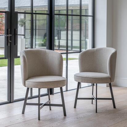 Jacob Sand Dining Chairs - Set of 2 - Black Legs