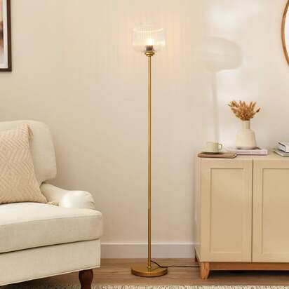 Elland 150cm Metal Floor Lamp - Clear Glass