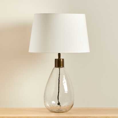 Breamore Clear Glass Lamp with Coningsby White Shade - 35cm