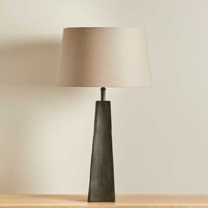 Helland Bronze Lamp & Coningsby Taupe Cotton Lampshade - 40cm