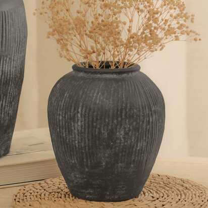 Anze 20cm Terracotta Vase - Rustic Black