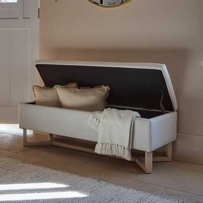 Norah Storage Ottoman - Ivory