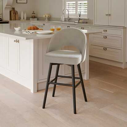 Outlet - Marilyn Barstool, Soft Beige with Black Oak Legs
