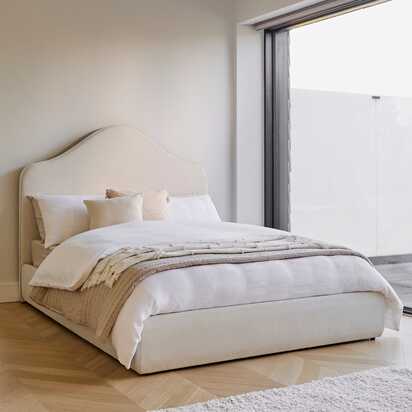Odette King Size Ottoman Bed - Ivory
