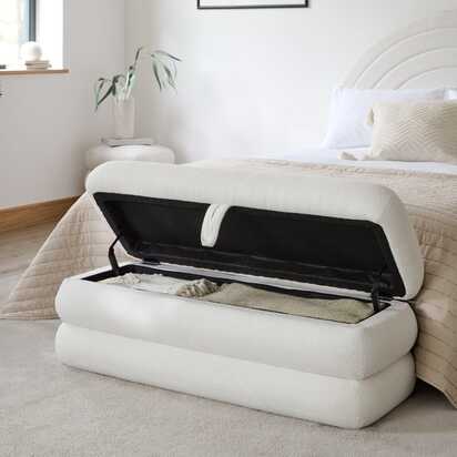 Fleur Large Ottoman Footstool - Chalk White Boucle