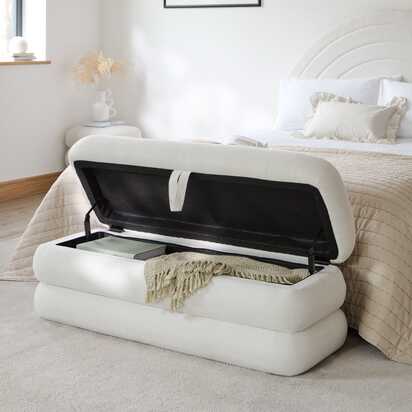 Fleur Large Ottoman Footstool - Ivory