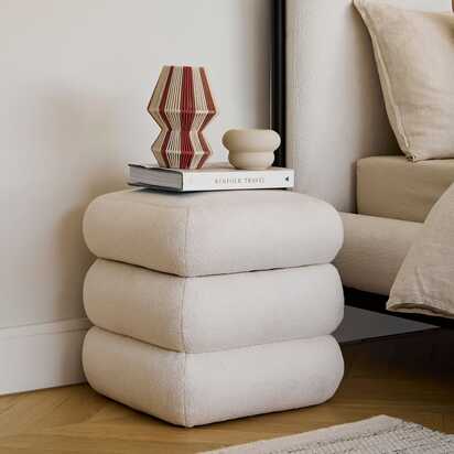 Fleur Ottoman Footstool - Chalk White Boucle