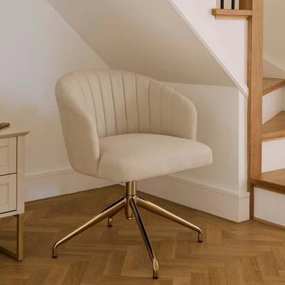 Arabella Office Swivel Chair - Natural Beige with Gold Legs