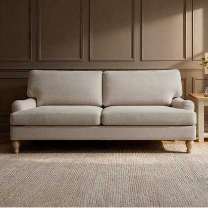 Brea 3 Seater Sofa - Mink Taupe with Whitewash Oak Legs