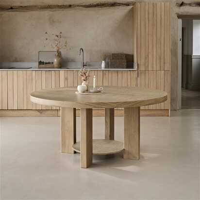 Marlon Whitewash Oak Round Dining Table - Large