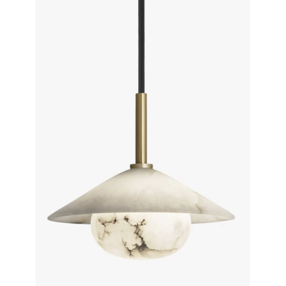 Alabaster Stone Diffuser Slope Pendant Ceiling Light, White/Brass