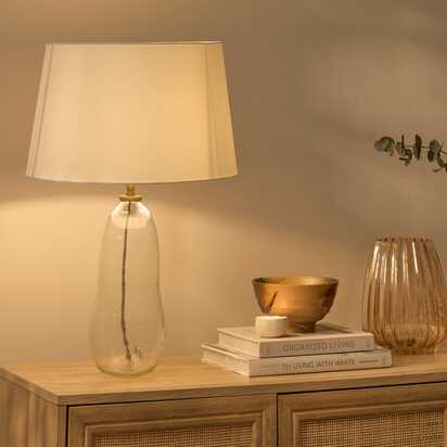 Breamore Clear Glass Wide Table Lamp Base - 30cm