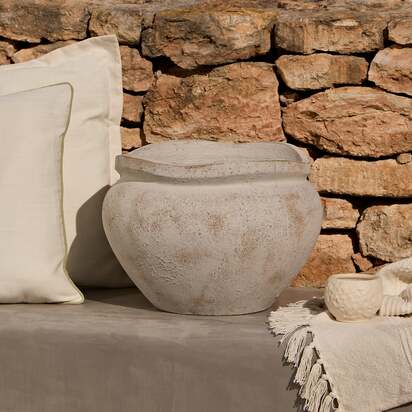 Tomar Fiber Cement 29.5cm Wide Garden Planter - Rustic White