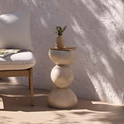 Alder 29cm Concrete Garden Side Table - Sand