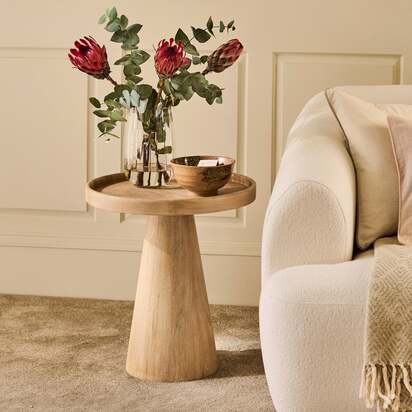 Rhiannon 45cm Round Side Table - Whitewash Oak