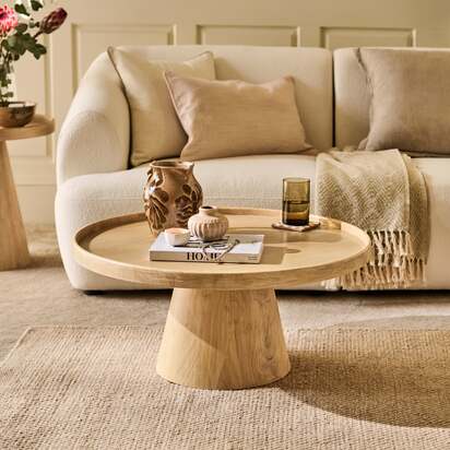 Rhiannon 75cm Round Whitewash Oak Coffee Table