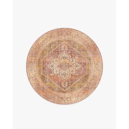 Santiago Coral & Gold Rug - 185 Round cm - All-In-One Rug