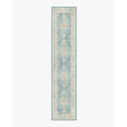 Santiago Blue & Cream Rug - 75 x 365 cm - All-In-One Rug