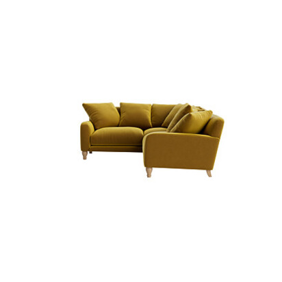 Loaf | Bear Hug | Large Left Hand Corner Sofa | Yellow Velvet | Honey Pot