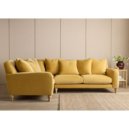 Loaf | Bear Hug | Large Left Hand Corner Sofa | Yellow Velvet | Honey Pot