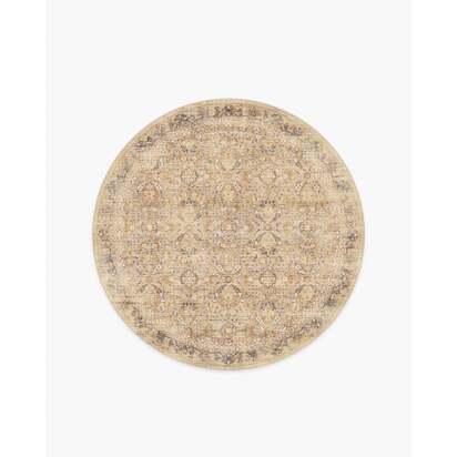 Frances Sandstone Flatwoven Rug - 185 Round cm - Rug + Cushioned Pad System