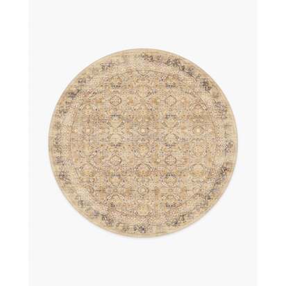 Frances Sandstone Flatwoven Rug - 245 Round cm - Rug + Cushioned Pad System
