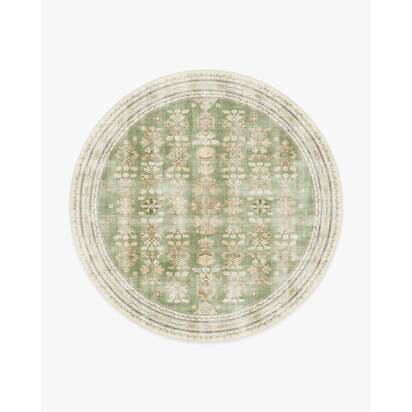 Pradera Olive & Sand Flatwoven Rug - 245 Round cm - Rug + Cushioned Pad System