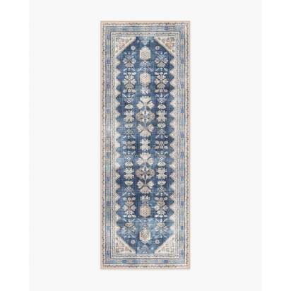 Pradera Navy Flatwoven Rug - 75 x 215 cm - Rug + Pad System