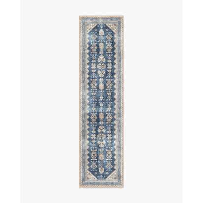 Pradera Navy Flatwoven Rug - 75 x 305 cm - Rug + Cushioned Pad System