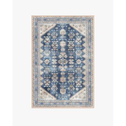 Pradera Navy Flatwoven Rug - 120 x 185 cm - Rug + Cushioned Pad System