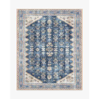 Pradera Navy Flatwoven Rug - 245 x 305 cm - Rug + Cushioned Pad System