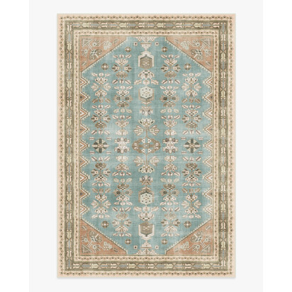 Pradera Blue & Terracotta Flatwoven Rug - 200 x 290 cm - Rug + Pad System
