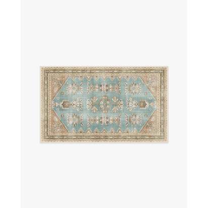 Pradera Blue & Terracotta Flatwoven Rug - 90 x 150 cm - Rug + Cushioned Pad System