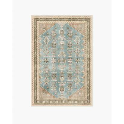 Pradera Blue & Terracotta Flatwoven Rug - 120 x 185 cm - Rug + Cushioned Pad System