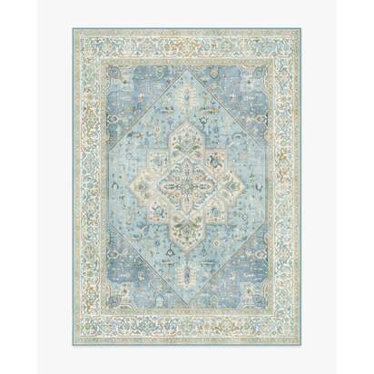 Santiago Blue & Cream Flatwoven Rug - 150 x 215 cm - Rug + Cushioned Pad System
