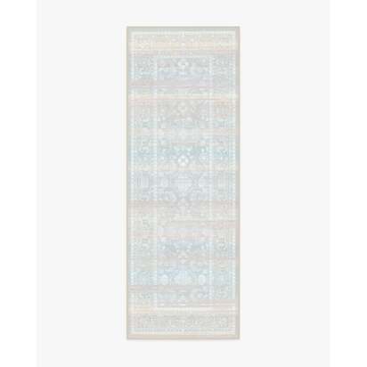 Ophelia Grey & Blue Flatwoven Rug - 75 x 215 cm - Rug + Cushioned Pad System