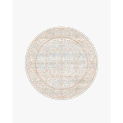 Ophelia Sand & Blue Flatwoven Rug - 185 Round cm - Rug + Pad System
