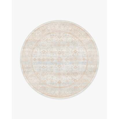 Ophelia Sand & Blue Flatwoven Rug - 245 Round cm - Rug + Pad System