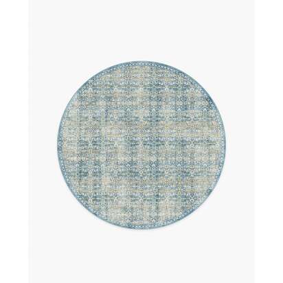 Sierra Blue Flatwoven Rug - 185 Round cm - Rug + Cushioned Pad System