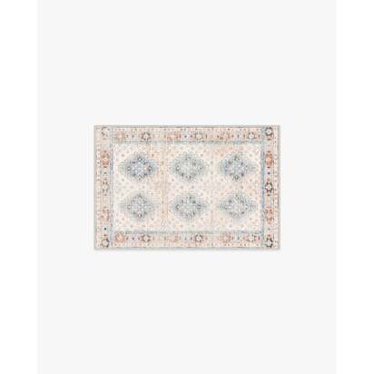 Zosia Cream & Light Blue Flatwoven Rug - 60 x 90 cm - Rug + Pad System