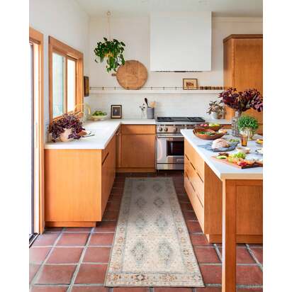Zosia Cream & Light Blue Flatwoven Rug - 60 x 90 cm - Rug + Pad System