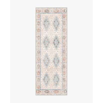 Zosia Cream & Light Blue Flatwoven Rug - 75 x 215 cm - Rug + Pad System