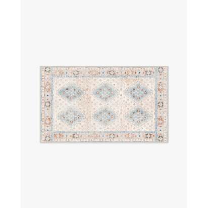 Zosia Cream & Light Blue Flatwoven Rug - 90 x 150 cm - Rug + Pad System