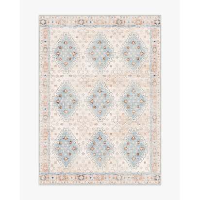 Zosia Cream & Light Blue Flatwoven Rug - 150 x 215 cm - Rug + Pad System