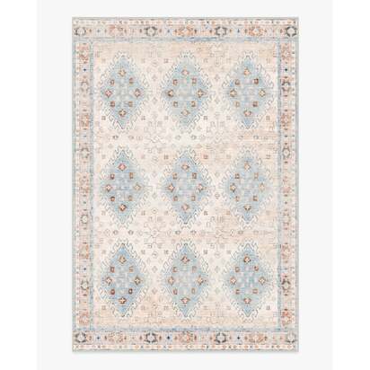 Zosia Cream & Light Blue Flatwoven Rug - 185 x 275 cm - Rug + Pad System