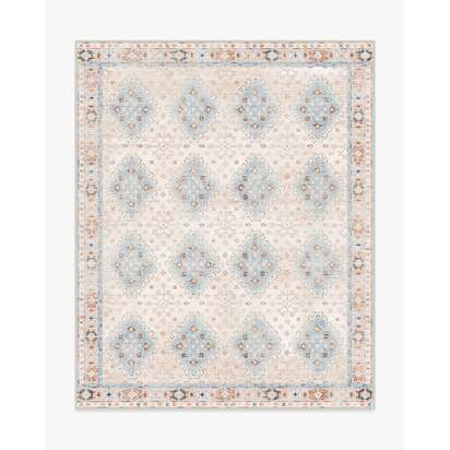 Zosia Cream & Light Blue Flatwoven Rug - 245 x 305 cm - Rug + Pad System