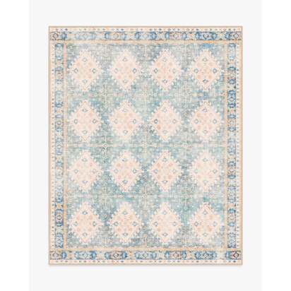 Zosia Blue Flatwoven Rug - 245 x 305 cm - Rug + Pad System