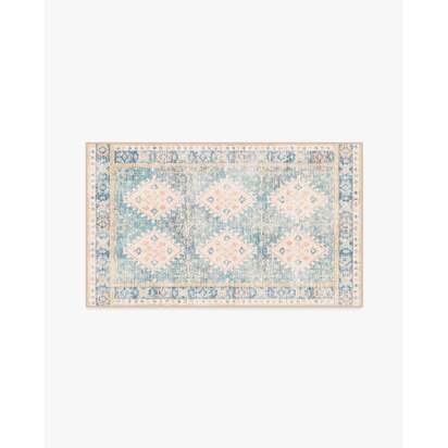 Zosia Blue Flatwoven Rug - 90 x 150 cm - Rug + Cushioned Pad System